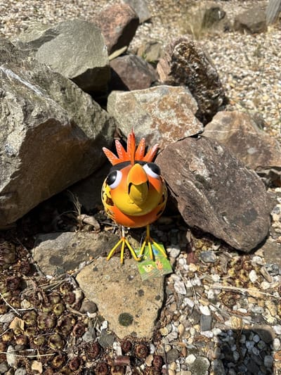 Metalen solarlamp "tropische vogel" - oranje - met colourchanging LED - Staand model - hoogte 22 x 22 x 1 cm - Tuindecoratie - Tuinverlichting