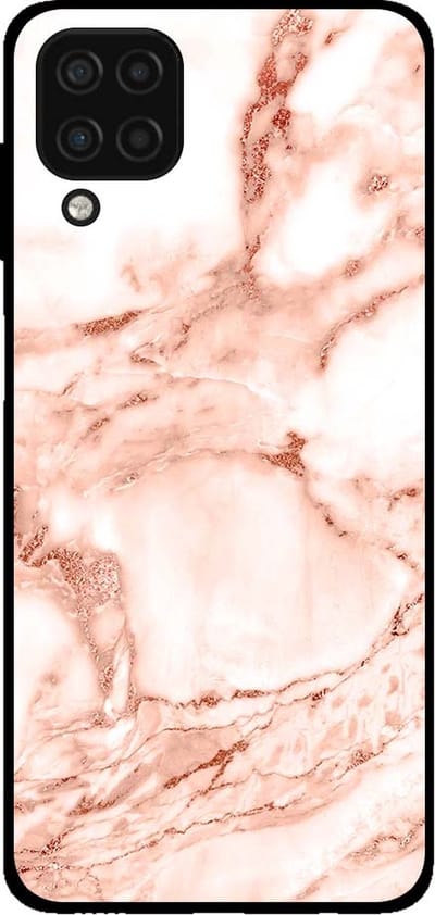 Smartphonica Telefoonhoesje voor Samsung Galaxy A12 marmer look - backcover marmer hoesje - Wit Rosé Goud geschikt voor Samsung Galaxy A12
