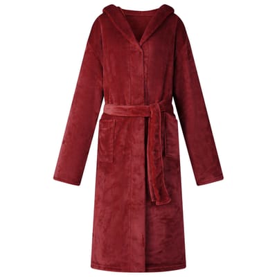 vidaXL Badjas Hoodie Bordeaux Rood S Flanel
