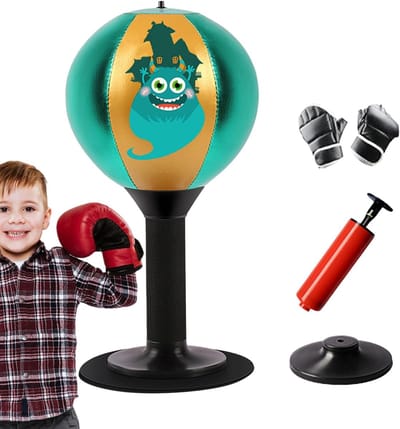 Bokszak met zuignap - Desk trainer - Hand oog training - Stabiele adsorptie - 37 x 175 cm - Zwart