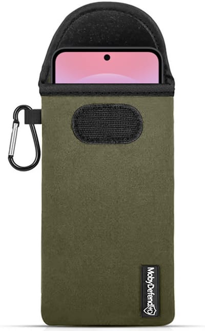 MobyDefend Hoesje - Geschikt voor Samsung Galaxy A37 - Neopreen Pouch Met Karabijnhaak - Insteek - Riemlus - Groen