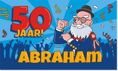 BTH - Gevelvlag Abraham - 50 Jaar - 150x90cm - XXL Polyester Vlag - Vlag - Feestvlaggen - Flag - Verjaardag - Abraham