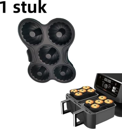 1-delige Airfryer siliconen bakvorm donut - Airfryer accessoire - zwart