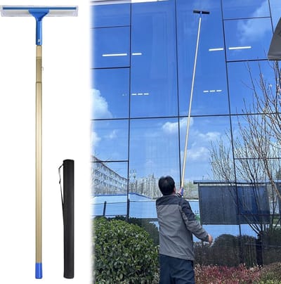 Raamreinigingskit - Telescoopwisser - Hoge ramen wassen - 2-in-1 functie - Tot 12 meter - Grijs
