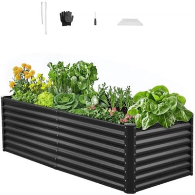 VEVOR Verhoogd Tuinbed, Metaal, 1800x900x600 mm, Plantbed, Groentebed, Plantenbak met Open Bodem & Afgeronde Randen, Bloembed, Kruidenbed, Ideaal voor Groenten, Bloemen, Kruiden & Vetplanten