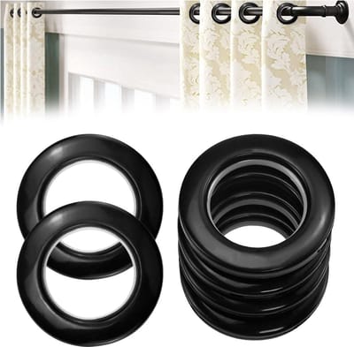 20 Stuks Gordijnringen - 40mm Ringen voor Gordijnen, Douchegordijnen en Drapes - Duurzame Plastic Ogen in Zwart