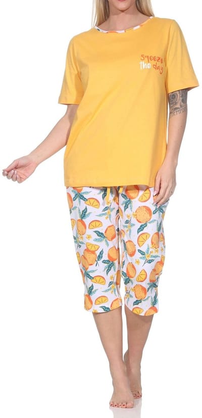 Normann dames capri pyjama met korte mouwen in een frisse look