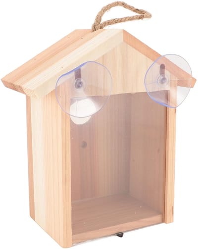 BRENZOOS- Vogelhuis Transparant Ontwerp - Vogelhuis met Zuignap - Hangende Nestkast - Geschikt voor Papegaaien/Vinken/Kolibries - Eenvoudige Installatie - Robuust en Stijlvol - Raamvogelhuis