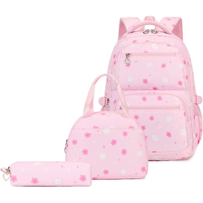 3 stuks/Set School Student Rugzak Kinderen Schooltassen voor Meisjes Kinderen Schooltassen Waterdichte Boekentas Met Lunchtas Etui white