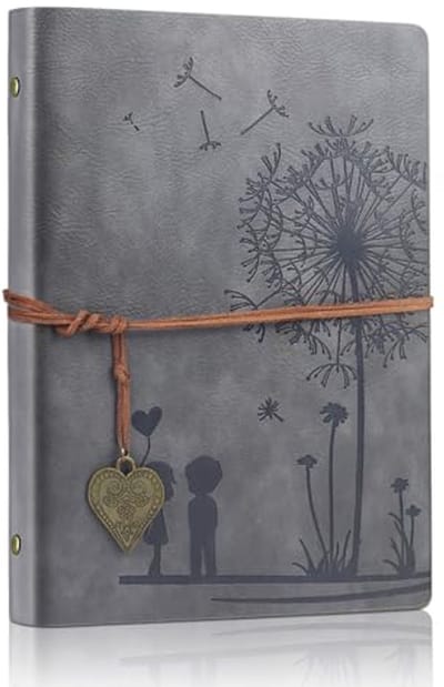 Ultiluxe® Notitieboek - A5 Notitieboek - Navulbaar Journal - 23,1 x 17 cm - 200 Pagina's - Vintage - Grijs