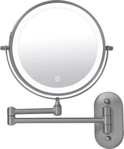 Make-up spiegel wand 10x vergrotend met dimbare LED verlichting gun metal