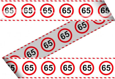 Markeerlint/afzetlint 65 jaar versiering met stop bord 15 meter - Feestartikelen