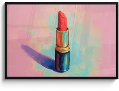 Poster in lijst - Fotolijst 120x80 cm - Posters - Lippenstift - Rood - Penseelstreken - Posterlijst zwart - Decoratie - Wanddecoratie woonkamer - Muurdecoratie slaapkamer