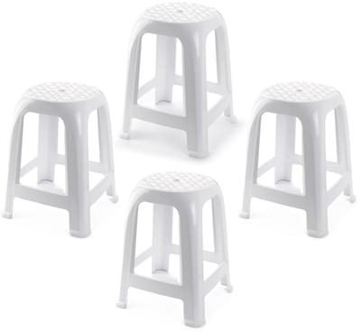 Plasticforte Zit krukjes - 4x - wit - kunststof - 37 x 37 x 46 cm - extra zitplaatsen