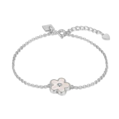 Twice As Nice Armband in zilverkleurig zilver, bloemvorm met zirkonia Zilverkleurig 16cm+3cm