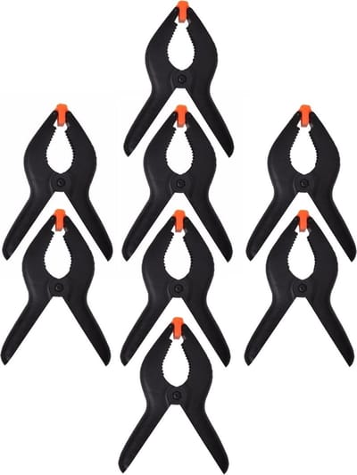 Proplus zeilklemmen/lijm klem - set 8x stuks - zwart - 15 cm - kunststof - marktkraam/dekzeil/DHZ