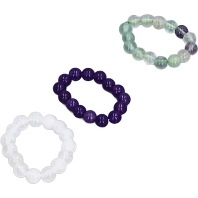 3 Pièces Anneaux à Perles de Cristal 0,16 po de Diamètre Étanches Soulagement de l'Anxiété Anneaux Fidget Élastiques à Perles pour blue