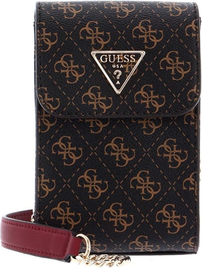 GUESS Telefoontasje Schoudertas Noelle Flap Chit Chat Phone Bag Brown Donkerbruin
