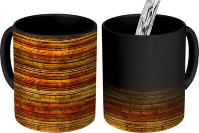 Magische Mok - Foto op Warmte Mokken - Vintage - Hout - Patronen - Planken - Magic Mok - Beker - 350 ML - Uitdeelcadeautjes