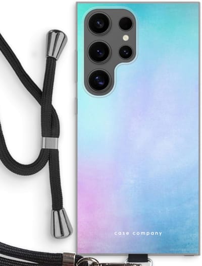 Case Company® - Hoesje met koord geschikt voor Samsung Galaxy S24 Ultra hoesje met Koord - Mist pastel - Telefoonhoesje met Zwart Koord - Bescherming aan alle Kanten en Over de Schermrand