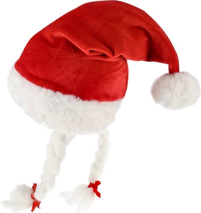Kerstmutsen Volwassenen - Kerstcadeau - Kerstkleding Accessoires - 42x30 cm - Omtrek 61 cm - Velvet Kerstmuts met Staart en Vlechten