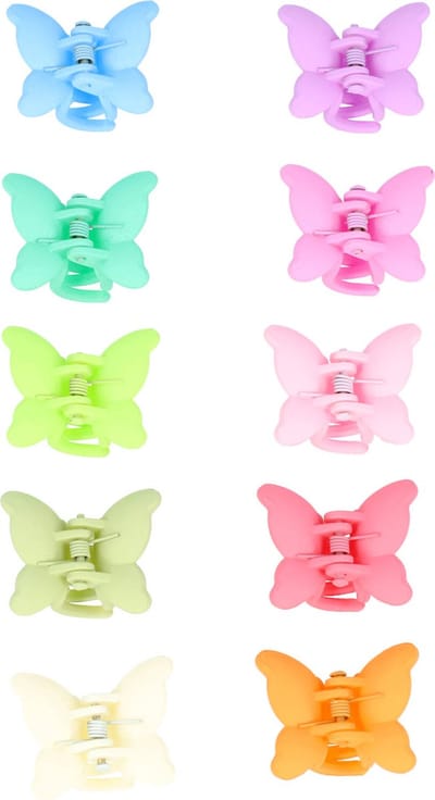 Haarsoires Haarspeld Haarklemmen 2,5cm – Klein Vlindervorm – Blauw Groen Geel Roze Paars Oranje – Set van 10 - Haarclip Klem - Hair Claw - voor Opsteken Haar - Hair Clip - Decoratieve Haaraccessoire