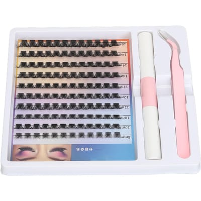 DIY Wimperextension Kit 120 stuks Clusters 8‑16mm Individuele Wimperextension Kit met 2ml Dubbel Gebruik black