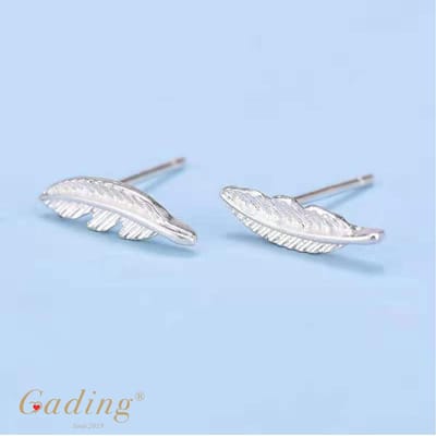 Gading® Oorknopjes zilveren meisje dames - Oorknoppen 11mm - Veer - Blaadje - zilver 925