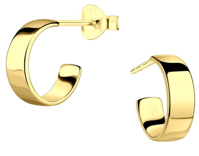 Joy|S - Zilveren oorringen - 12 mm / 4 mm - egaal - oorbellen - gold plated