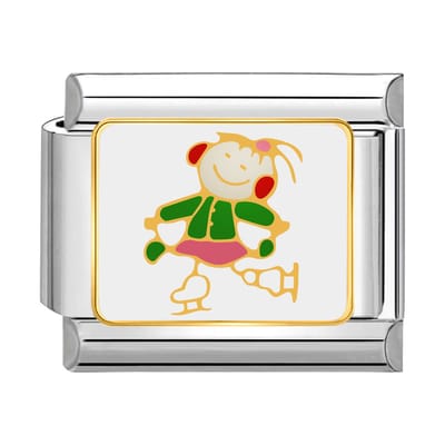 Quiges - Schakel - Bedel - 9mm - charms - Gelukkig Meisje - Geschikt voor - armband - Schakelarmband - italy bedels armband