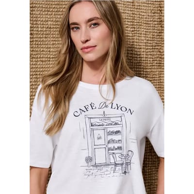 Shirt met ronde hals en opdruk aan de voorkant