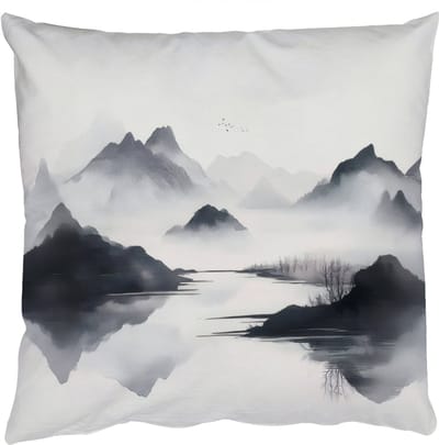 Sierkussens - Kussentjes Woonkamer - 50x50 cm - Bergen - Mistig - Water - Wit