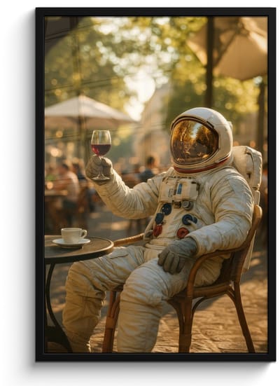 Poster in lijst - Fotolijst 60x90 cm - Posters - Wijn - Rood - Terras - Koffie - Posterlijst zwart - Decoratie - Wanddecoratie woonkamer - Muurdecoratie slaapkamer