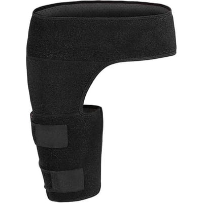 Soulagement de la douleur sciatique Genouillère de compression pour cuisse Parfaite pour l'arthrite des articulations de la hanche Wrap d'aine Ceinture protectrice Jambières Nouveau noir