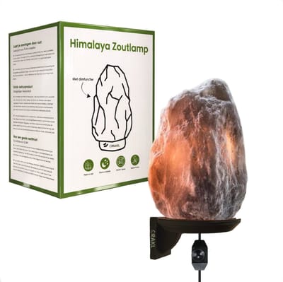 Dimbare Himalaya Zoutlamp Ari - 1-2 KG en ca. 17 cm - Nachtlamp - Wandlamp - Cadeauverpakking