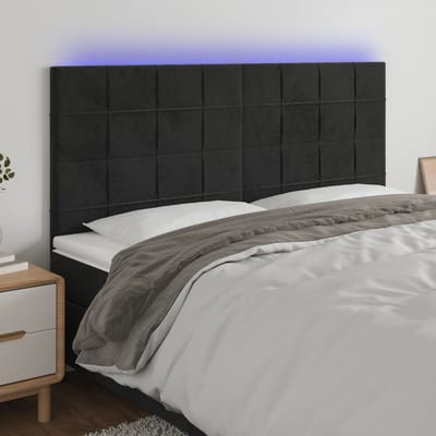 vidaXL - Hoofdbord - LED - 180x5x118/128 - cm - fluweel - zwart
