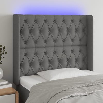 vidaXL - Hoofdbord - LED - 103x16x118/128 - cm - stof - donkergrijs