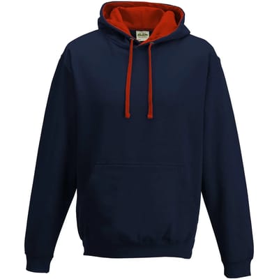 Just Hoods Varsity Hoodie JH003 - NEW FRENCH NAVY/FIRE RED - 3XL