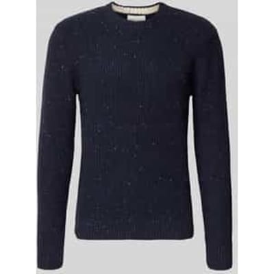 Tom Tailor - Gebreide trui met structuurmix - Maat XL - navy melange multi neps