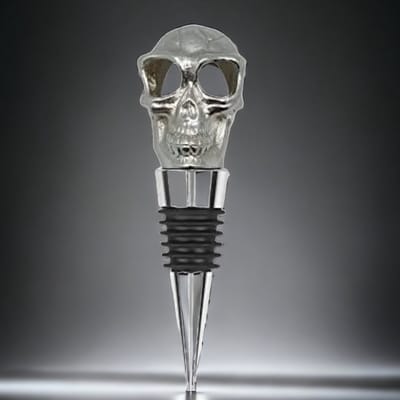 Premium Wijnstopper in Giftbox – Zilveren Skull – Luxe Flessenstop – Uniek Cadeau – Inclusief E-book – Catrinaz®
