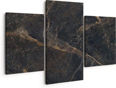 Artaza Canvas Schilderij Drieluik Abstracte Kunst - Goud Marmer - 150x120 - Groot - Foto Op Canvas - Canvas Print