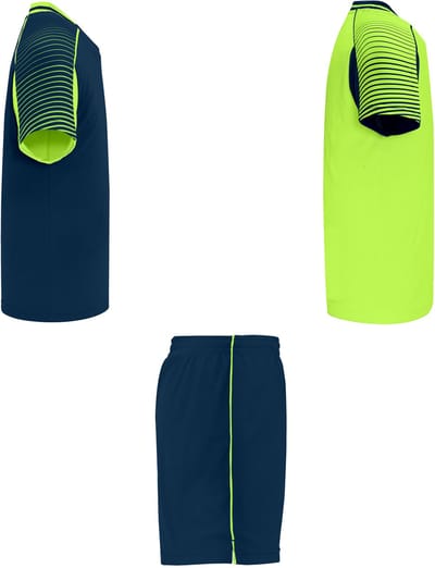 Unisex minder Sportset met 1 broek en 2 shirts Fluor groen / Navy, 4 jaar, model Juve