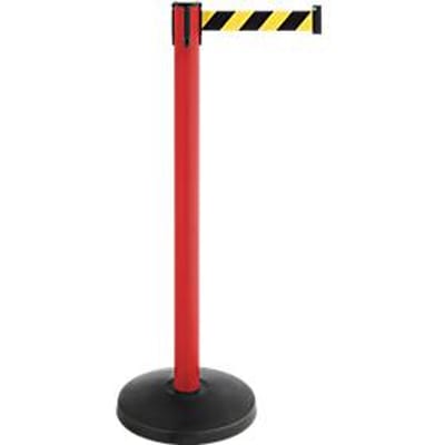 Afzetpaal met trekband, set van 2, rood, band zwart/geel