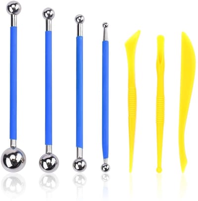 Dailygoody - Set van 4 metalen ballen - Multifunctionele messen - Doe-het-zelf bakdecoratiegereedschap - Blauw - Bakgereedschap - Voor bakliefhebbers ...