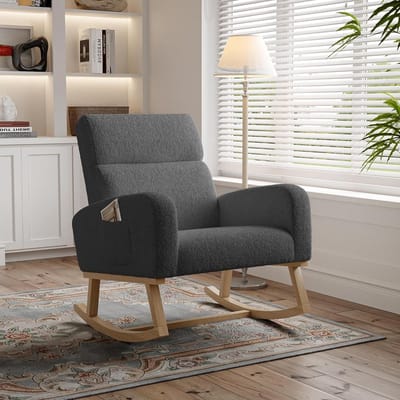 Schommelstoel - Lounge fauteuil - Ontspannen Zitten - Ergonomisch ontwerp - 96 x 70 x 75 cm - Wit