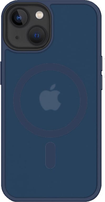 iDenn hoesje voor iPhone 14 Plus Mat Transparant Donker Blauw geschikt voor MagSafe