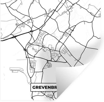 Muurstickers - Sticker Folie - Grevenbroich - Plattegrond - Kaart - Stadskaart - 100x100 cm - Plakfolie - Muurstickers Kinderkamer - Zelfklevend Behang XXL - Zelfklevend behangpapier - Stickerfolie