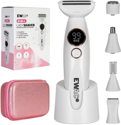 5-in-1 - Ladyshave - Scheerapparaat & Trimmer voor Gezicht, Benen, Bikinilijn & Lichaam - Bikinitrimmer - Waterdicht - Oplaadbaar - Inclusief 5 opzetstukken - 5 opzetstukken - Ladyshaves voor vrouwen