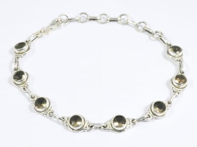 Fijne zilveren armband met rookkwarts