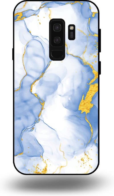 Smartphonica Telefoonhoesje Geschikt voor Samsung Galaxy S9 Plus met Lichtblauw Goud Marmer Opdruk - TPU Backcover Case Lightblue Gold Marble Design geschikt voor Samsung Galaxy S9 Plus